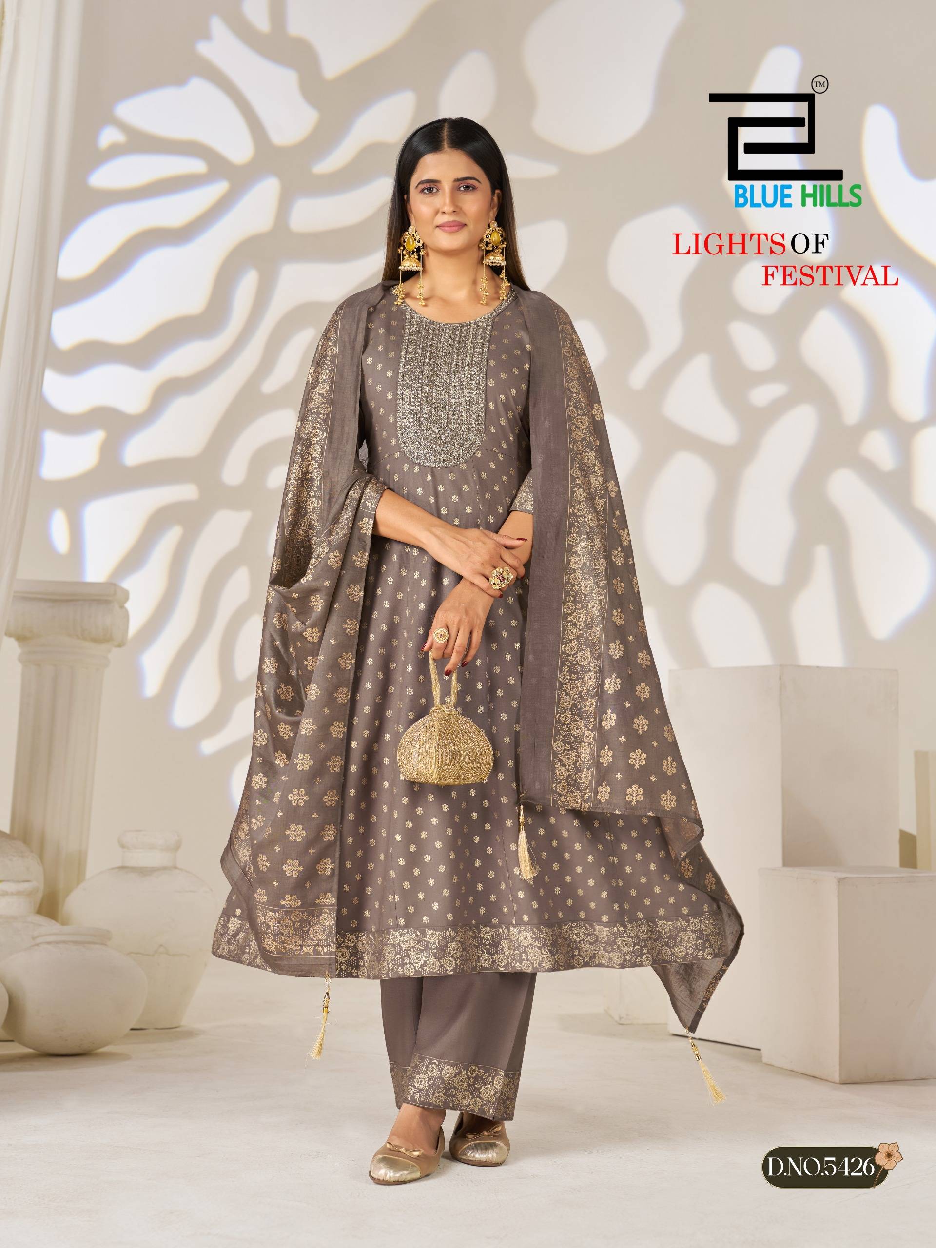 LIGHT OF FESTIVAL By BLUE HILLS 5423 To 5428 Series Stylish Beautiful Colourful Rayon Dresses At Wholesale Price